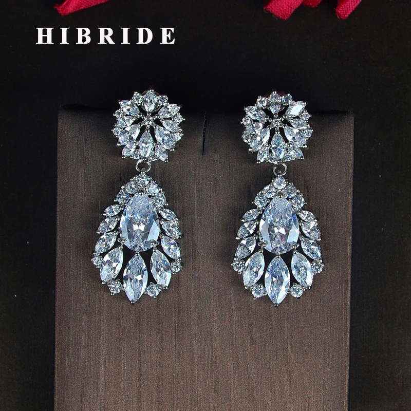 HIBRIDE Aparkling Cubic Zircon Bridal Drop Earring For Women Flower Design Pendientes Charm Party mujer moda Brincos E-860
HIBRIDE Aparkling Cubic Zircon Bridal Drop Earring For Women Flower Design Pendientes Charm Party mujer moda Brincos E-860