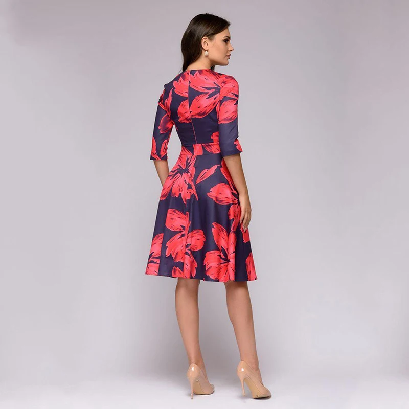 spring summer Vintage style Floral Printing Women Casual Knee-length A-line Dress Three Quarter Sleeve Vestidos Bottom
spring summer Vintage style Floral Printing Women Casual Knee-length A-line Dress Three Quarter Sleeve Vestidos Bottom