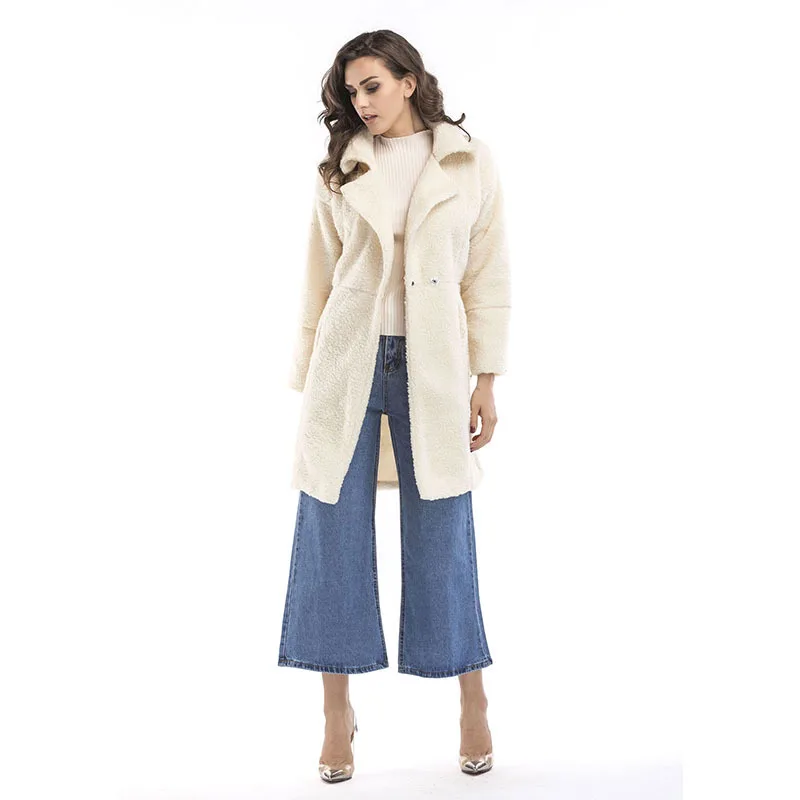 2018 Winter Coat Women Wide Lapel Belt Pocket Wool Blend Oversize Long Trench Outwear Ladies | Женская одежда