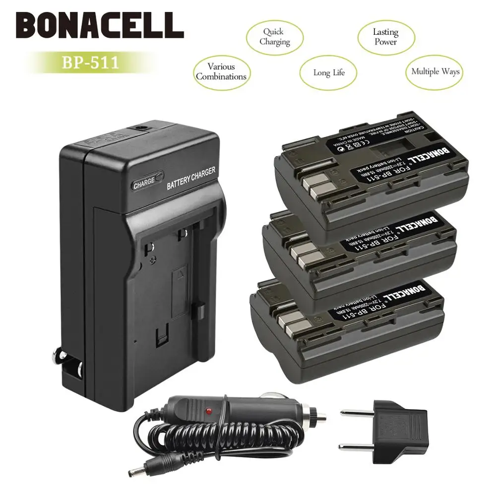 Батарейка Bonacell для Canon EOS 40D 300D 5D 20D 30D 50D 10D G6 L10 7 2 в 2200 мАч|Цифровые аккумуляторы| |