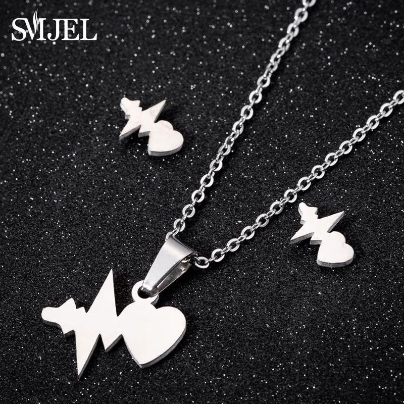 SMJEL Stainless Steel Heart Wave Necklaces & Pendants Career Women High Polished Pendant Heartbeat Necklace Friendship Jewelry
SMJEL Stainless Steel Heart Wave Necklaces & Pendants Career Women High Polished Pendant Heartbeat Necklace Friendship Jewelry
