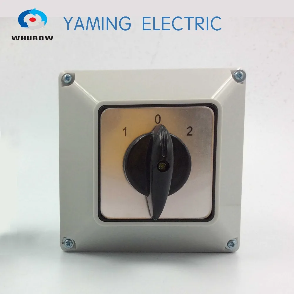 Yaming electric Changeover switch 32A 3 Position 2 poles rotary switch with water proof protective cover box
Yaming electric Changeover switch 32A 3 Position 2 poles rotary switch with water proof protective cover box