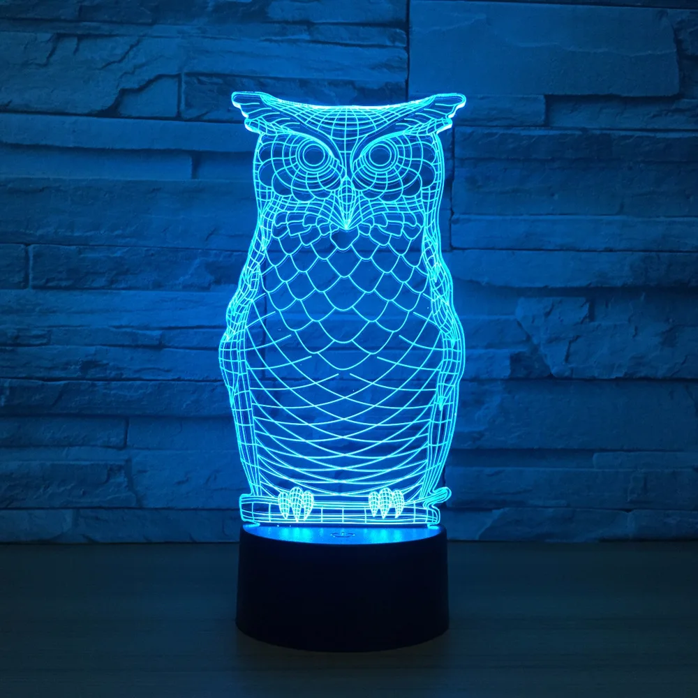 Новая новинка 3D лампа в виде совы с животными светодиодный ночник USB многоцветное