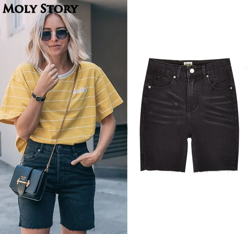 Knee Length Denim Shorts for Women Stretchy Plus Size Short Jeans Black High Waisted Shorts Femme
Knee Length Denim Shorts for Women Stretchy Plus Size Short Jeans Black High Waisted Shorts Femme
