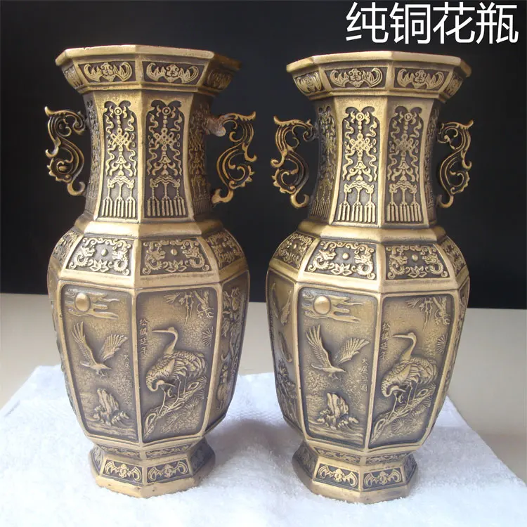 decoration art craft The large antique brass copper vase vase flower bottle decoration Daming Xuande eight shipping vase vase
decoration art craft The large antique brass copper vase vase flower bottle decoration Daming Xuande eight shipping vase vase
