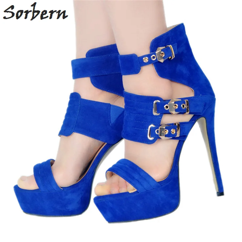 

Sorbern Royal Blue Platforms Women Sandals Open Toe Fashion Shoes Womens Sandals Summer High Heels Designer Shoes Women