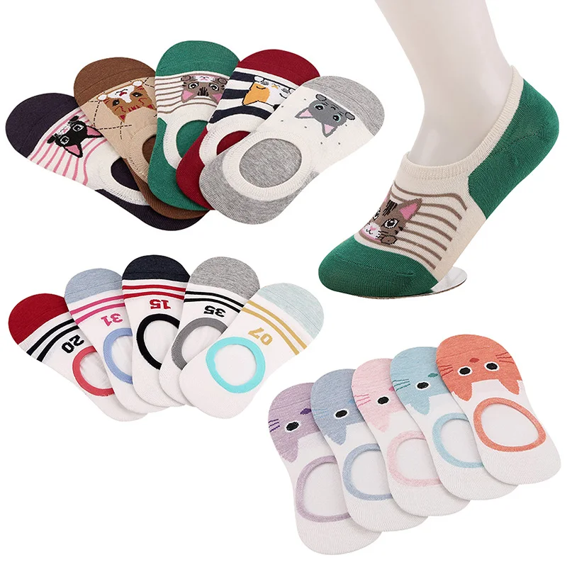 5 Pairs Women's Invisible Boat Socks Creative Animals Cartoon Cat Funny Happy Socks Summer Autumn Low Cut Girl Female Sock Meias
5 Pairs Women's Invisible Boat Socks Creative Animals Cartoon Cat Funny Happy Socks Summer Autumn Low Cut Girl Female Sock Meias