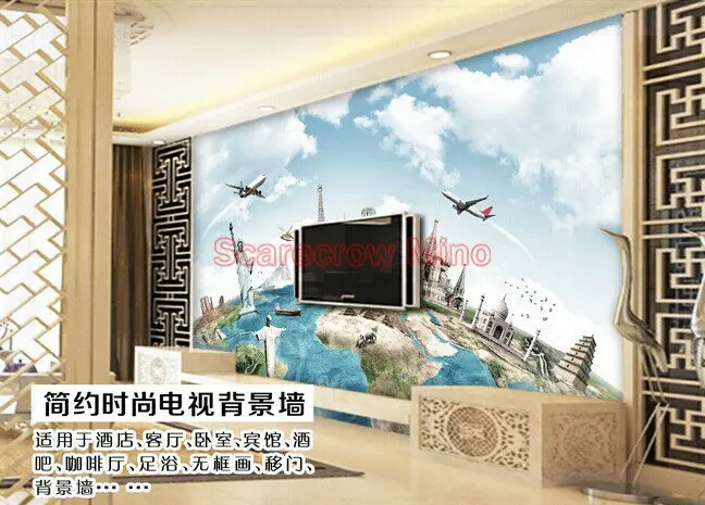 Environmental nostalgic classic fashionable contracted euramerican architectural TV setting wall decoration murais 3d | Обустройство