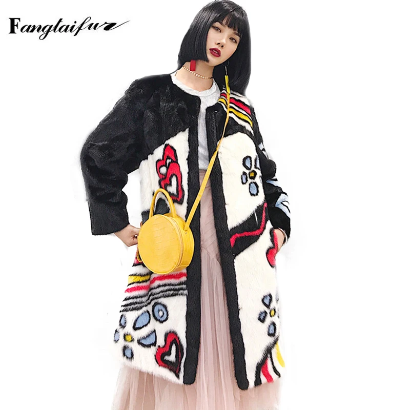 Ftangaiur Winter Women Import Velvet Mink Fur Coat O-Neck Slim Print Colorful Mink Coats Jacket New Medium Real Mink Fur Coats
Ftangaiur Winter Women Import Velvet Mink Fur Coat O-Neck Slim Print Colorful Mink Coats Jacket New Medium Real Mink Fur Coats