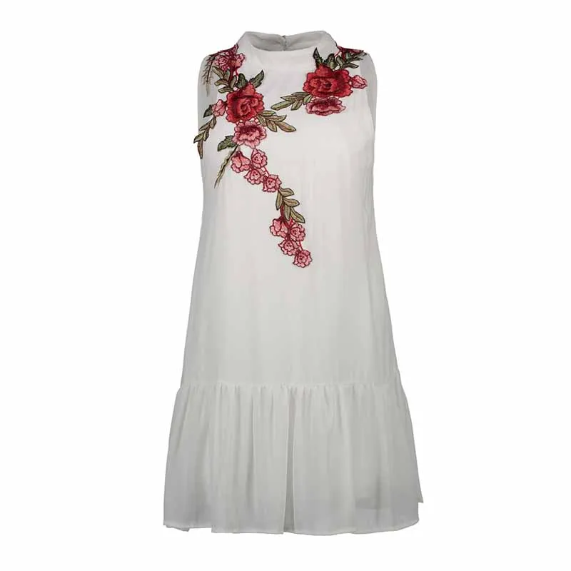 Wavaiov 2018 New Sleeveless Blossom Embroidered Solid Dress White O-Neck A-Line Dress Summer Vertical Casual Loose Short Dress
Wavaiov 2018 New Sleeveless Blossom Embroidered Solid Dress White O-Neck A-Line Dress Summer Vertical Casual Loose Short Dress