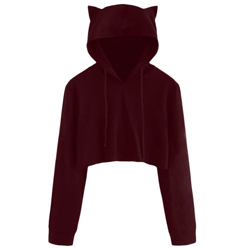 Cute Womens Sweatshirts Hoodie Crop Tops Solid Cat Ear Long Sleeve Cropped Sweatshirt Hooded Pullover
Cute Womens Sweatshirts Hoodie Crop Tops Solid Cat Ear Long Sleeve Cropped Sweatshirt Hooded Pullover