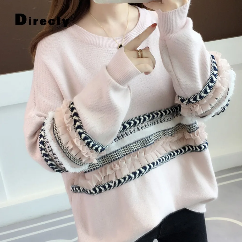 Direcly2018 women's tassel lace stitching solid color sweater women's casual loose sweater women's shirt autumn and winter wear
Direcly2018 women's tassel lace stitching solid color sweater women's casual loose sweater women's shirt autumn and winter wear