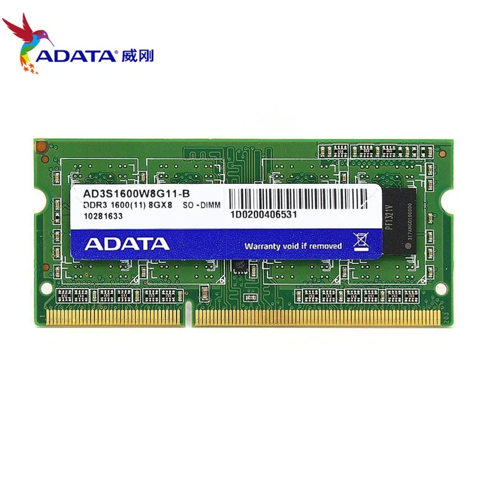 AData 16GB 2pcsX8GB 8G DDR3 8GB 1600MHz PC3 12800 ноутбук RAM SO DIMM 1333 10600 204 PIN память ноутбука|Оперативная