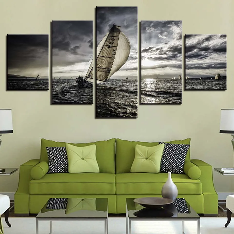 Home Decor Canvas Painting HD Prints 5 Pieces Sail Boat Wall Art Modular Sea Landscape Pictures For Living Room Artwork Poster
Home Decor Canvas Painting HD Prints 5 Pieces Sail Boat Wall Art Modular Sea Landscape Pictures For Living Room Artwork Poster