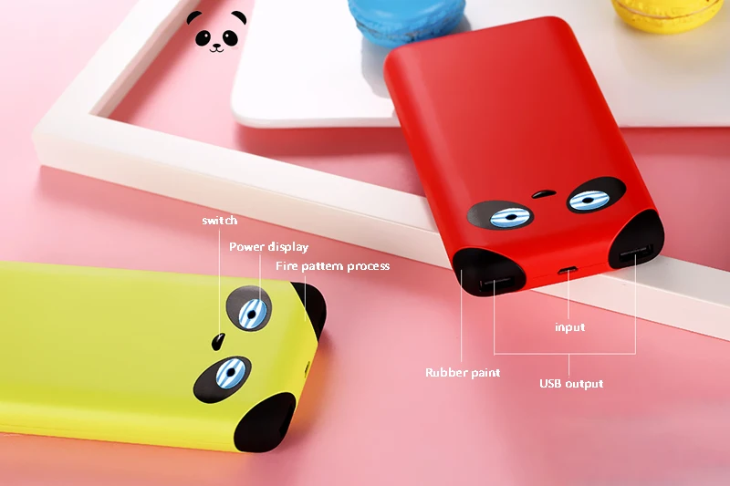 Power bank Panda 10000 мАч Мобильный мощный мультяшный внешний аккумулятор Зарядка