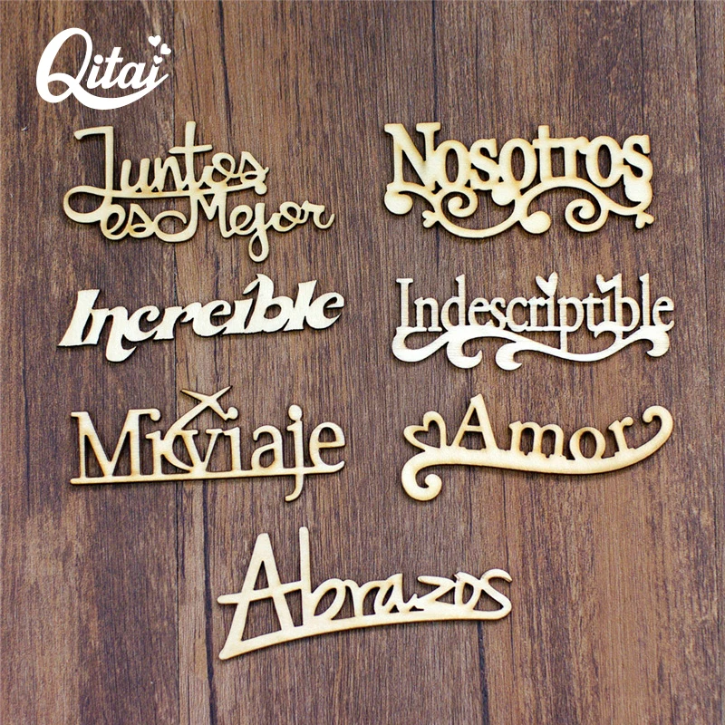 Фото QITAI 21 шт./компл. 7 моделей испанские слова ручной работы DIY подарок дерево буквы