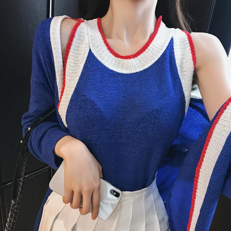 two piece set Women's Clothing loose spring korean thin panelled Sweater cardigan+sleeveless knitted tank vest blue Women's Sets
two piece set Women's Clothing loose spring korean thin panelled Sweater cardigan+sleeveless knitted tank vest blue Women's Sets