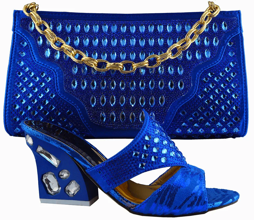 Королевский синий итальянский комплект из туфель и сумочки в африканском стиле