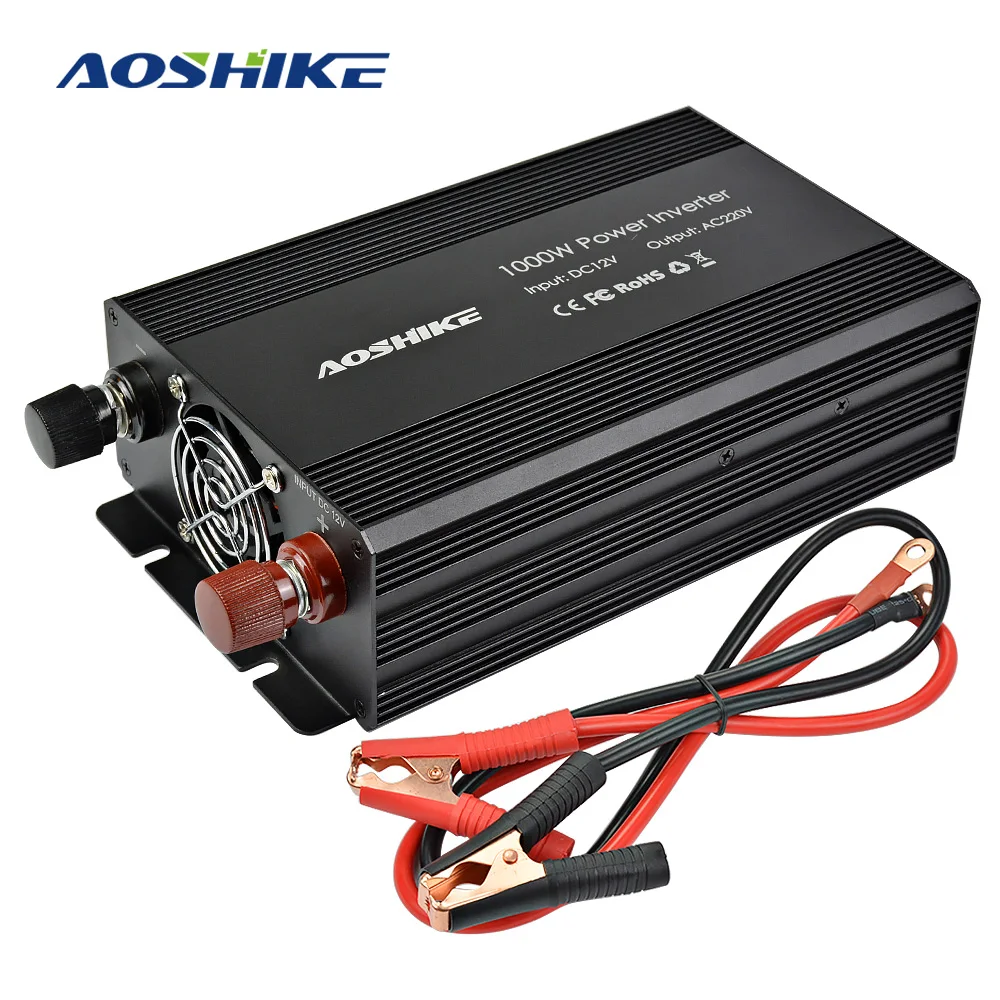 AOSHIKE автомобильный инвертор 12 В 220 1000 Вт модифицированный синусоидальный