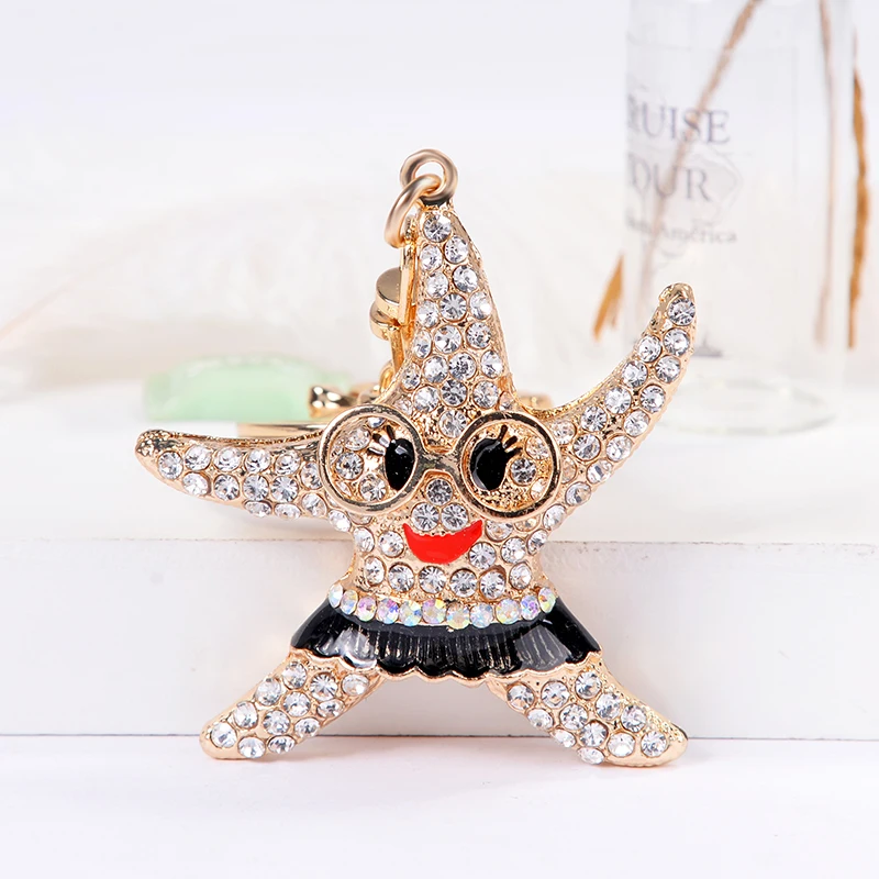 Fashion Sea Star Keychain Exquisite Crystal Starfish Key Chain Ring for Women Bag Pendant Key holder Accessory CH998
Fashion Sea Star Keychain Exquisite Crystal Starfish Key Chain Ring for Women Bag Pendant Key holder Accessory CH998