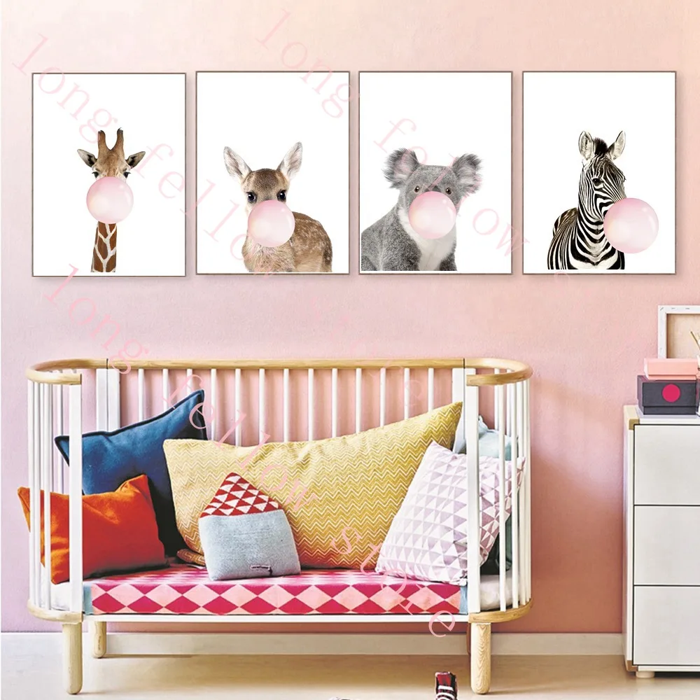 Cute Cartoon Animal Blow Bubble Gum Zebra Giraffe Deer Koala Poster Print for Baby's Room Wall Art Abstract Home Decor Dropship
Cute Cartoon Animal Blow Bubble Gum Zebra Giraffe Deer Koala Poster Print for Baby's Room Wall Art Abstract Home Decor Dropship