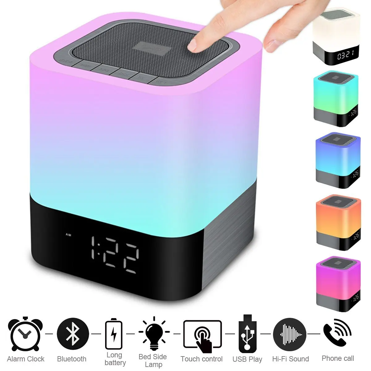 Portable Wireless Bluetooth 4.0 Speaker -Big Sound Heavy Base-RBG Changing Color-Dimmable Warm Light Lamp Alarm Clock-Hand
Portable Wireless Bluetooth 4.0 Speaker -Big Sound Heavy Base-RBG Changing Color-Dimmable Warm Light Lamp Alarm Clock-Hand