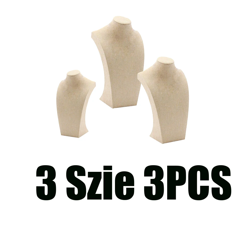 3 Pcs Linen Wooden Necklace Display Bust Stand Mannequin - Jewelry Holder for Necklaces Chain, Choker, Pendant - Beige
3 Pcs Linen Wooden Necklace Display Bust Stand Mannequin - Jewelry Holder for Necklaces Chain, Choker, Pendant - Beige