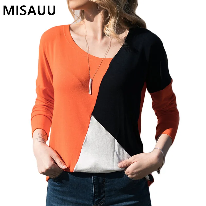 MISAUU Long Sleeve Fashion Patchwork Womens Tee Shirts Femme Autumn Woman T shirts Casual Ladies Tops Female T-shirt Plus Size
MISAUU Long Sleeve Fashion Patchwork Womens Tee Shirts Femme Autumn Woman T shirts Casual Ladies Tops Female T-shirt Plus Size