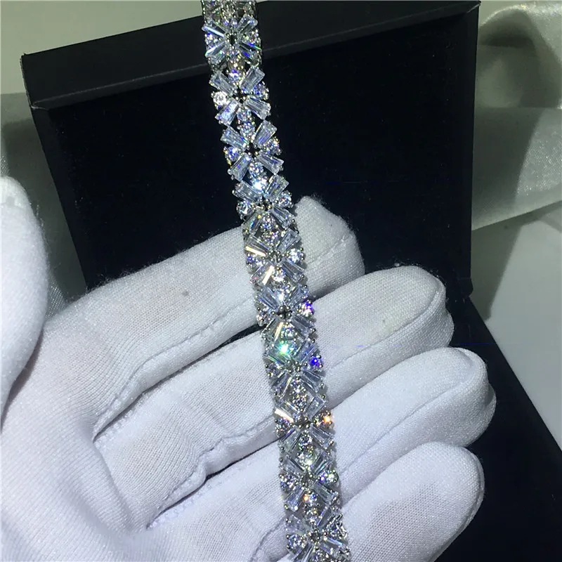 Vecalon Handmade Flower shape Bracelet AAAAA Cubic Zirconia White gold filled Party wedding Bracelets for women Luxury Jewelry
Vecalon Handmade Flower shape Bracelet AAAAA Cubic Zirconia White gold filled Party wedding Bracelets for women Luxury Jewelry