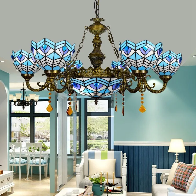 Tiffany Baroque Mediterranean Stained Glass Suspended Luminaire E27 110-240V Chain Pendant lights for Home Parlor Dining Room
Tiffany Baroque Mediterranean Stained Glass Suspended Luminaire E27 110-240V Chain Pendant lights for Home Parlor Dining Room