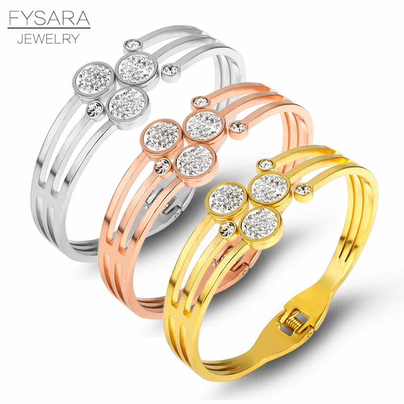 FYSARA New Fashion Bracelet Femme Classic Stainless Steel Bracelets Gold Chakra Jewelry accessories Zirconia Crystals Bangles
FYSARA New Fashion Bracelet Femme Classic Stainless Steel Bracelets Gold Chakra Jewelry accessories Zirconia Crystals Bangles