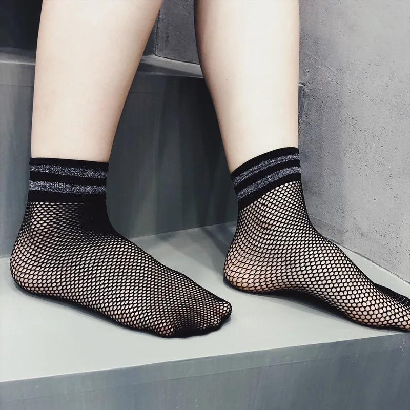 Женские ажурные носки уличная одежда Harajuku дышащие с сеткой сексуальные женские