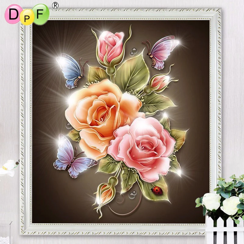 DPF 5D Diy алмазная живопись цветы Алмазная мозаика вышивка крестиком магический куб