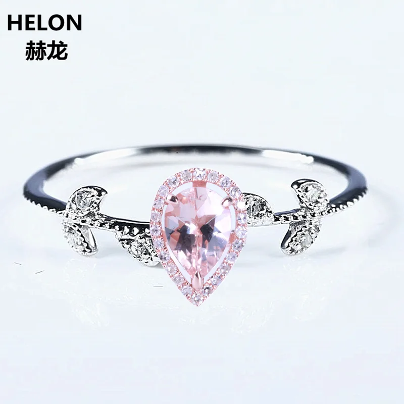 Solid 14k White Gold Rose Gold Natural Diamonds 5X7MM Pear Morganite Ring Wedding Engagement Fine Jewelry
Solid 14k White Gold Rose Gold Natural Diamonds 5X7MM Pear Morganite Ring Wedding Engagement Fine Jewelry