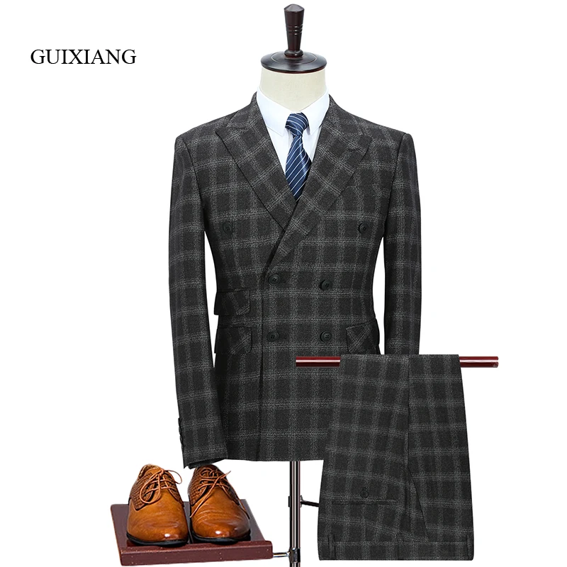 2017 new arrival style men's high-end boutique suit business casual double breasted grid men three pieces suits large size S-5XL
2017 new arrival style men's high-end boutique suit business casual double breasted grid men three pieces suits large size S-5XL