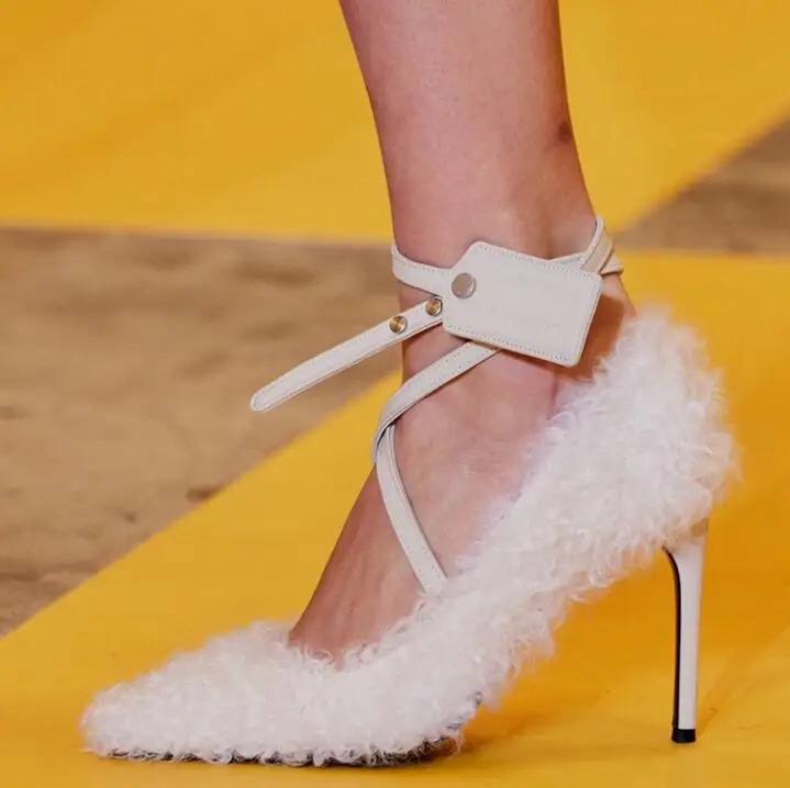 White Red Green Fur High Heel Shoes Cross Ankle Strap Pointed Toe Thin Heels Wedding Shoes Bride Shallow Banquet Dress Shoes
White Red Green Fur High Heel Shoes Cross Ankle Strap Pointed Toe Thin Heels Wedding Shoes Bride Shallow Banquet Dress Shoes