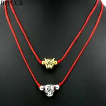 BPPCCR Red String Pendant Chokers Necklace Leopard Head Gold Color Chakra Jewelry Cute Gift Maxi Leo Necklaces mujer Collar