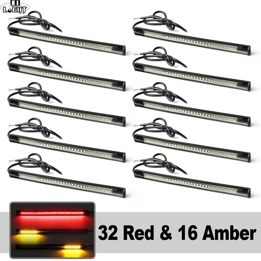 CO LIGHT Flexible Universal 48 LED Brake Tail Stop Light Led Strip Motorcycle Led Turn Signal License Plate Strip Red/Amber 12V
CO LIGHT Flexible Universal 48 LED Brake Tail Stop Light Led Strip Motorcycle Led Turn Signal License Plate Strip Red/Amber 12V