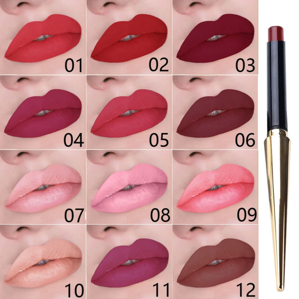 CmaaDu 12 Colors Gold Matte Lipstick Waterproof Lasting Fashion Lip Gloss Makeup Maquiagem Hot Sale High Quality TSLM2
CmaaDu 12 Colors Gold Matte Lipstick Waterproof Lasting Fashion Lip Gloss Makeup Maquiagem Hot Sale High Quality TSLM2