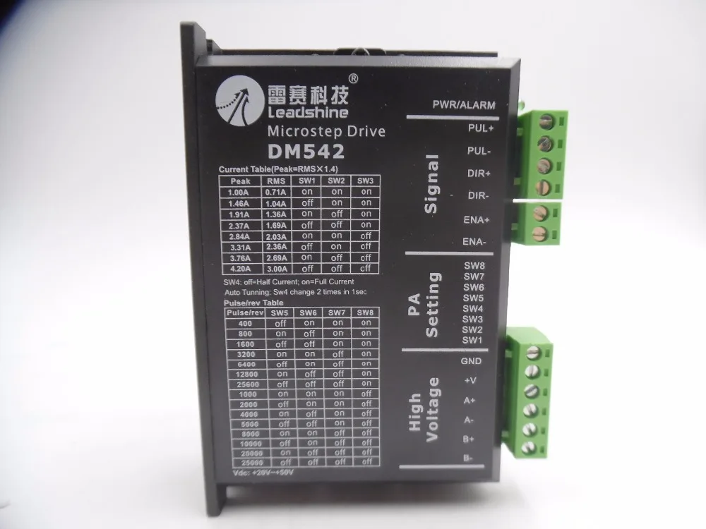 DM542 Leadshine Digital Stepper Driver 2 phase 4.2A DC18-48V fit Nema 23 Nema34 Stepper Motor CNC
DM542 Leadshine Digital Stepper Driver 2 phase 4.2A DC18-48V fit Nema 23 Nema34 Stepper Motor CNC