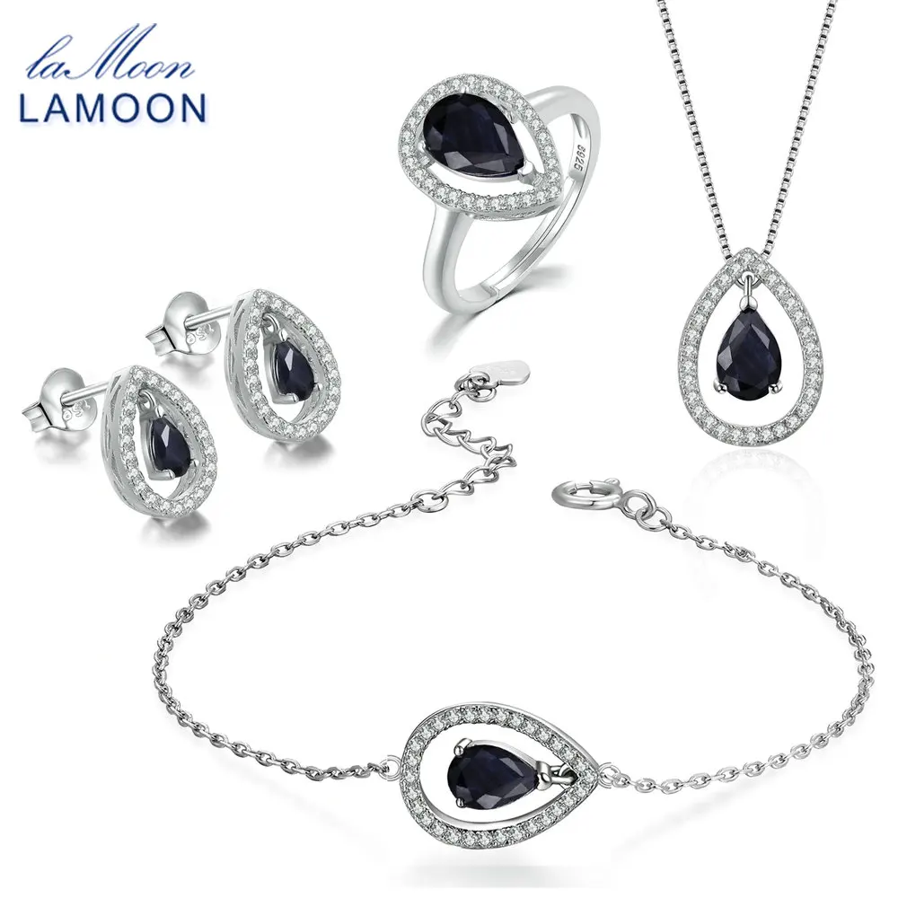 LAMOON 3X5mm Teardrop 100% Real Natural Blue Sapphire Jewelry Sets 925 sterling-silver-jewelry For Women V040-1
LAMOON 3X5mm Teardrop 100% Real Natural Blue Sapphire Jewelry Sets 925 sterling-silver-jewelry For Women V040-1