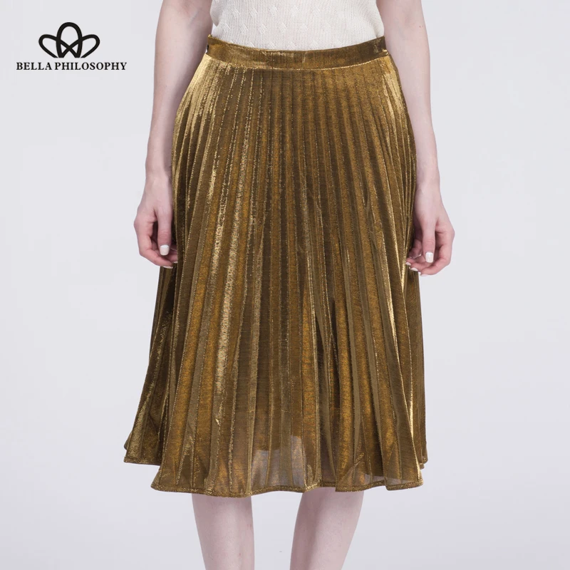 Женская плиссированная юбка Heydress длинная с широкой юбкой цвета золотого серебряного фиолетового синего