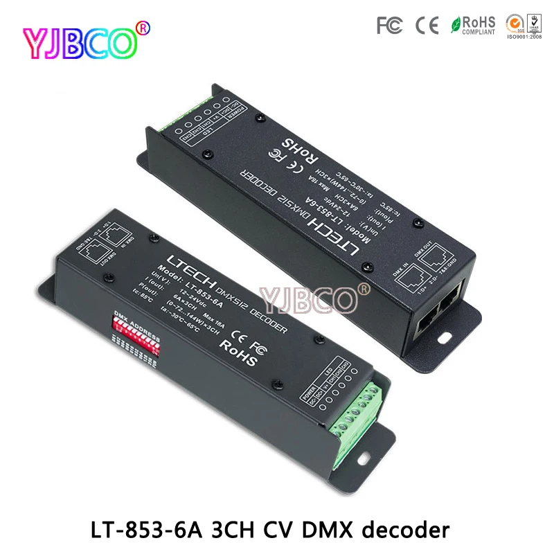LTECH LT 853 6A 3CH контроллер dmx DMX PWM DC12 24V вход * Max 18A выход для RGB светодиодный