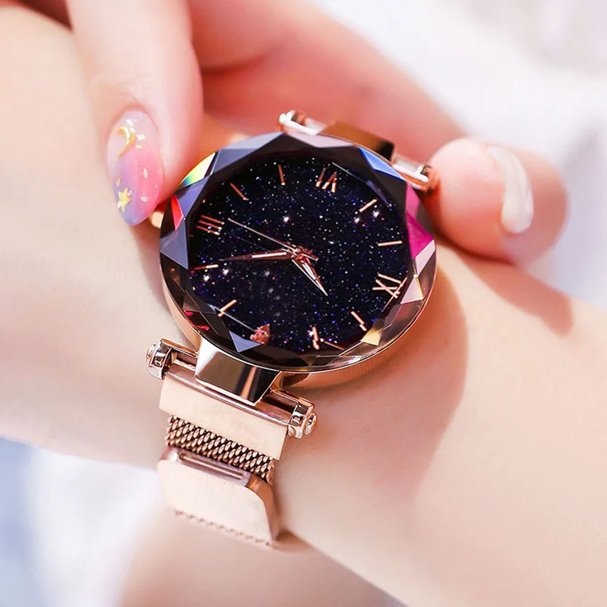 Luxury Women Watches Fashion Elegant Magnet Buckle Rose Gold Ladies Wristwatch 2020 New Starry Sky Roman Numeral Girl Gift Clock
Luxury Women Watches Fashion Elegant Magnet Buckle Rose Gold Ladies Wristwatch 2020 New Starry Sky Roman Numeral Girl Gift Clock