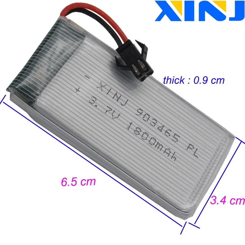 XINJ 2 шт. 3 7 V 1800 мА/ч 25C Перезаряжаемые литий-полимерный Батарея SM Plug 903465 для