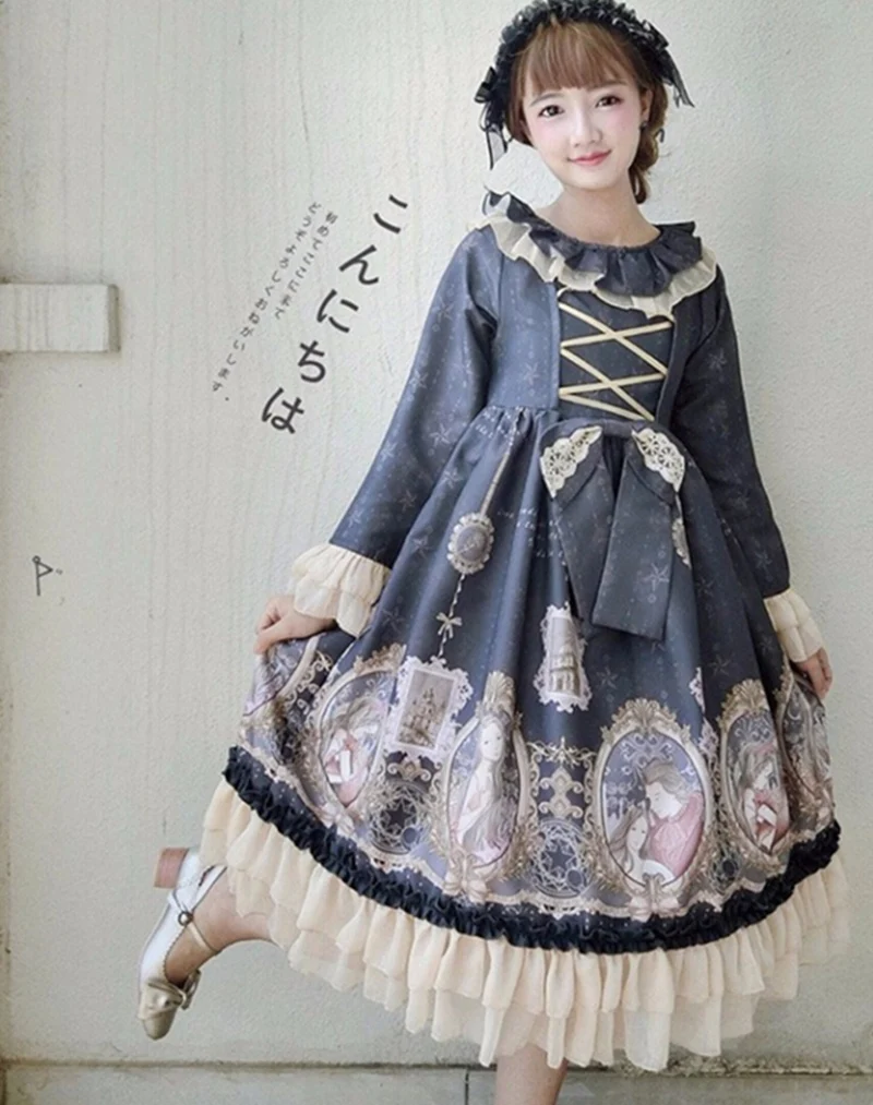 2019 New Fashion Kawayi Lolita Dresses Mermaid Love Retro Lotus Leaf Collar Puff Long Sleeves Printed Lace Bow Princess Dress
2019 New Fashion Kawayi Lolita Dresses Mermaid Love Retro Lotus Leaf Collar Puff Long Sleeves Printed Lace Bow Princess Dress