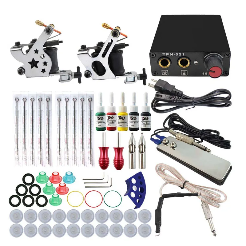 Complete Tattoo Machine Kit Set 2 Coils Guns 5 Colors Black Pigment Sets Power Tattoo Beginner Grips Kits Permanent Makeup
Complete Tattoo Machine Kit Set 2 Coils Guns 5 Colors Black Pigment Sets Power Tattoo Beginner Grips Kits Permanent Makeup