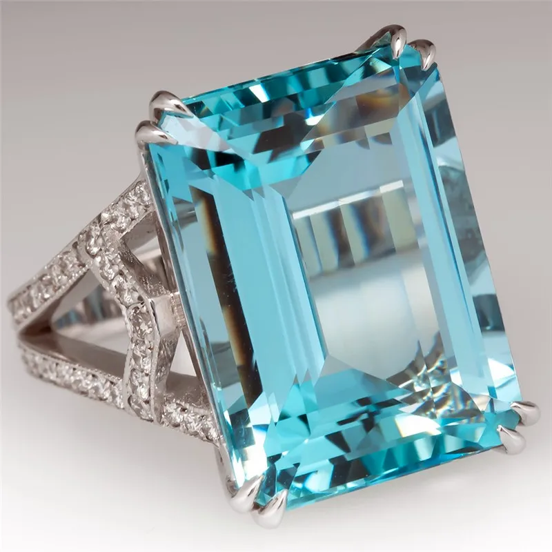 Luxury Female Big Water Blue Ring Crystal Large Zircon Stone Ring Wedding Jewelry Promise Engagement Rings For Women
Luxury Female Big Water Blue Ring Crystal Large Zircon Stone Ring Wedding Jewelry Promise Engagement Rings For Women