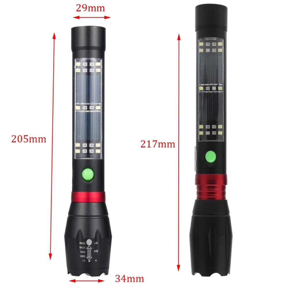 Zoomable T6+20X SMD LED Flashlight Torch Solar Powered Lantern Alarm Lighting USB charge Lamp For Camping Torch lamp Flashlight
Zoomable T6+20X SMD LED Flashlight Torch Solar Powered Lantern Alarm Lighting USB charge Lamp For Camping Torch lamp Flashlight