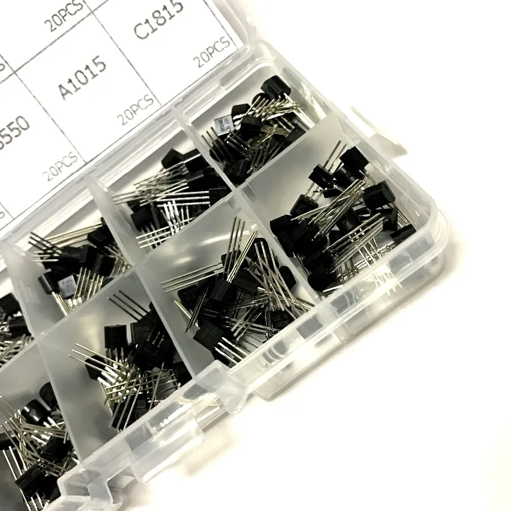 10 Values 200pcs (BC327~ C1815) BC337 2N2222 2N2907 2N3904 2N3906 S8050 S8550 A1015 Transistor Assortment Kit Set
10 Values 200pcs (BC327~ C1815) BC337 2N2222 2N2907 2N3904 2N3906 S8050 S8550 A1015 Transistor Assortment Kit Set